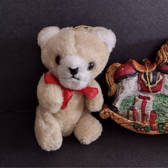 Vintage Lot of 5 Christmas Ornaments Precious Moments Angel Teddy Bear Horse - Picture 2 of 7